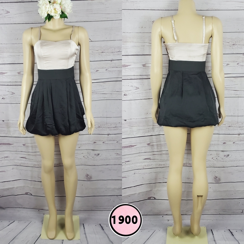 h&m size 4 black & cream formal mini dress